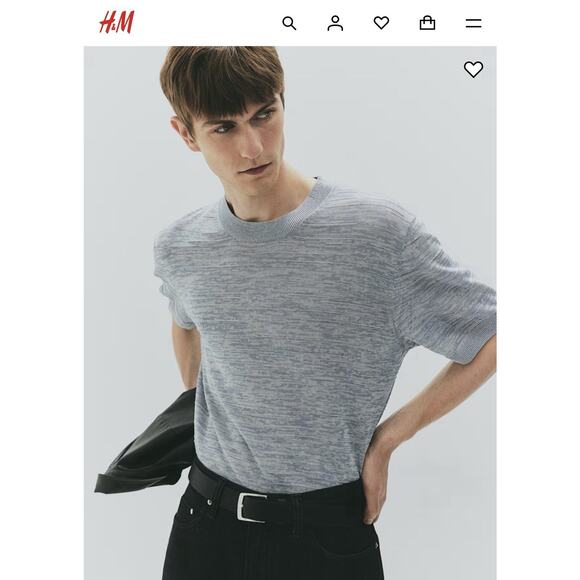 H&M Regular Fit Fine-knit Men’s Shirt - Grey Marl (hue of Blue) - NWT - Size L - Picture 6 of 6